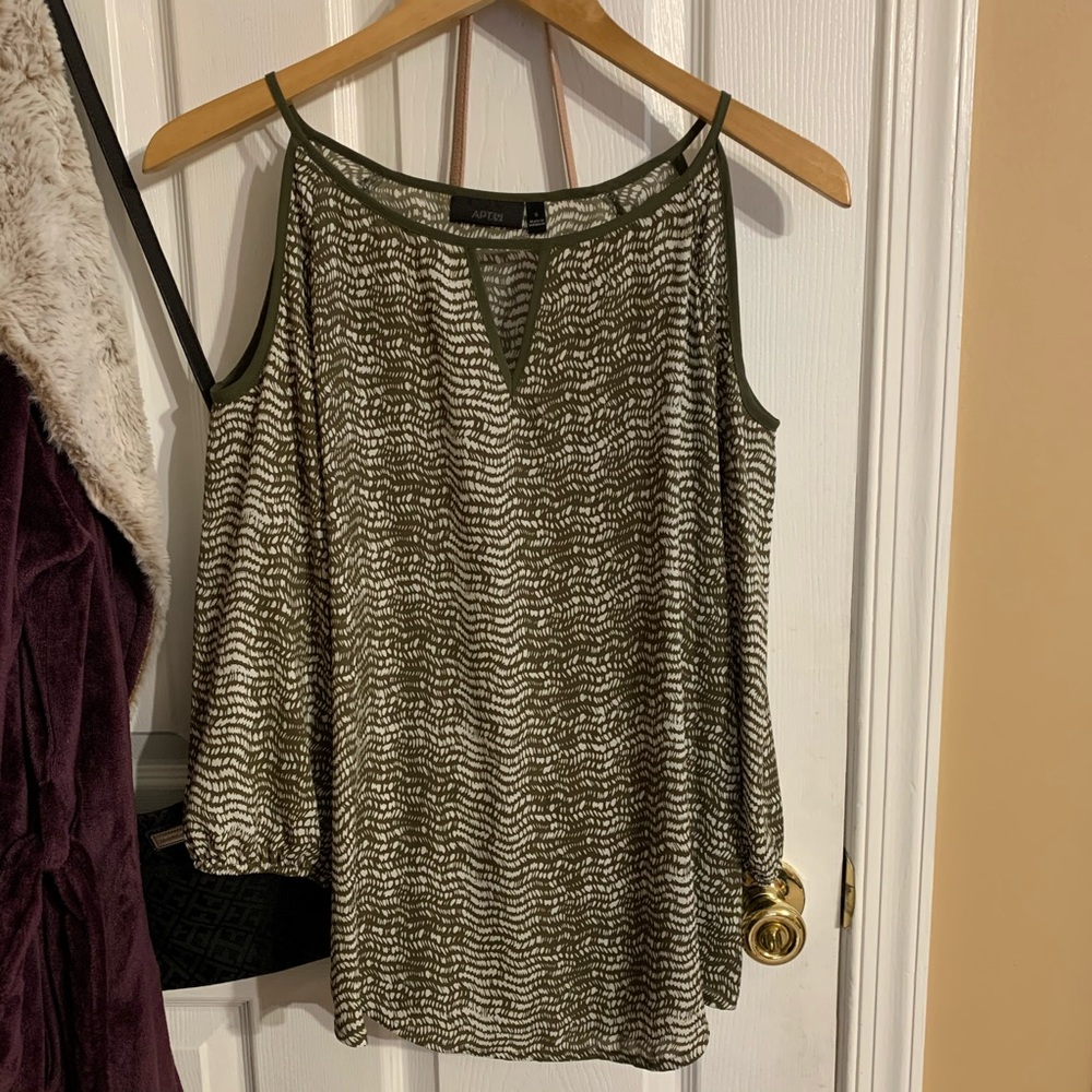 Green open shoulder blouse